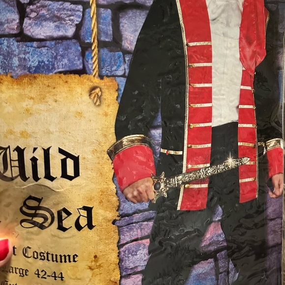 Wild at Sea Pirate Costume with Red and Black Jacket Men’s Large 42-44” - Picture 4 of 4